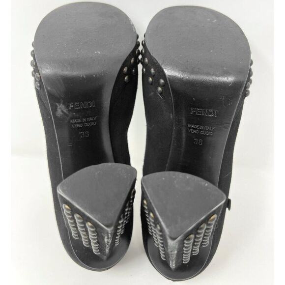 Fendi Black Suede Studded Mary Jane Platform Pumps - Picture 7 of 8